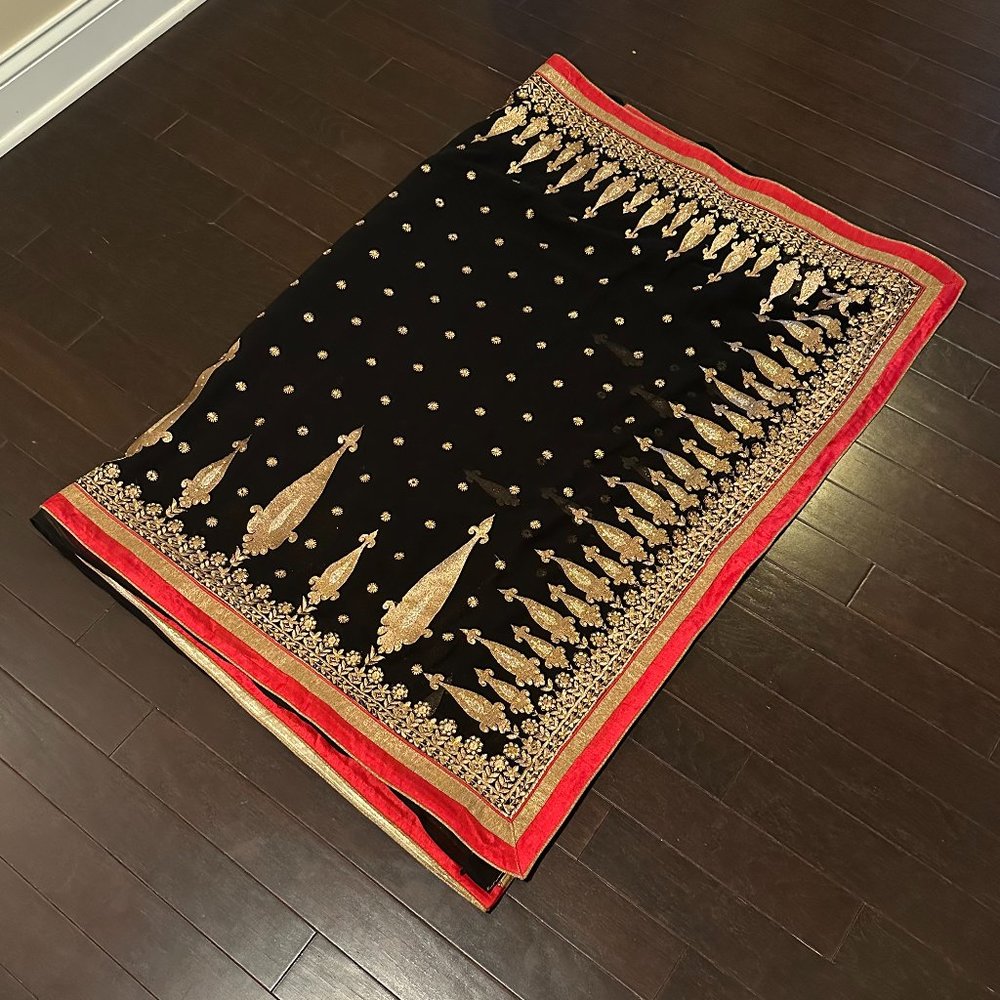 Black and Red Saree